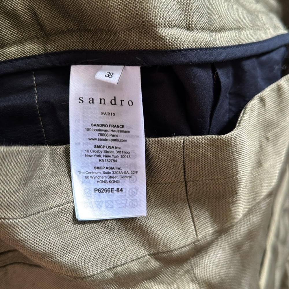 Sandro Paris high waist wide leg pleated olive pants 38 - Picture 5 of 7